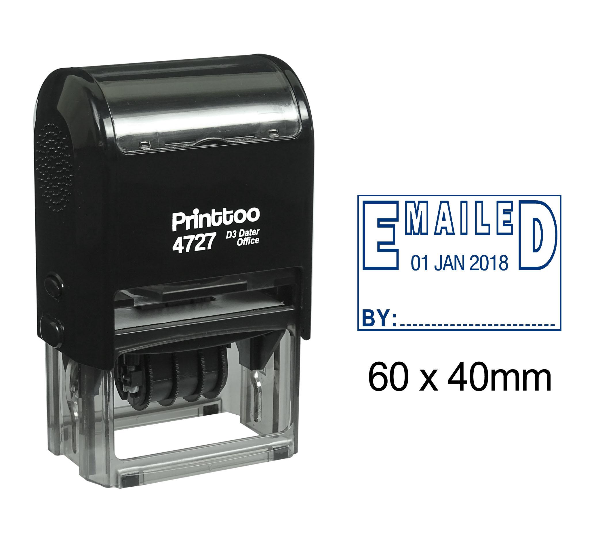 

Printtoo Self Inking Dater Stamp With Emailed By Text Office Stationery Date Rubber 60 mm x 40 mm.(Approx) синій