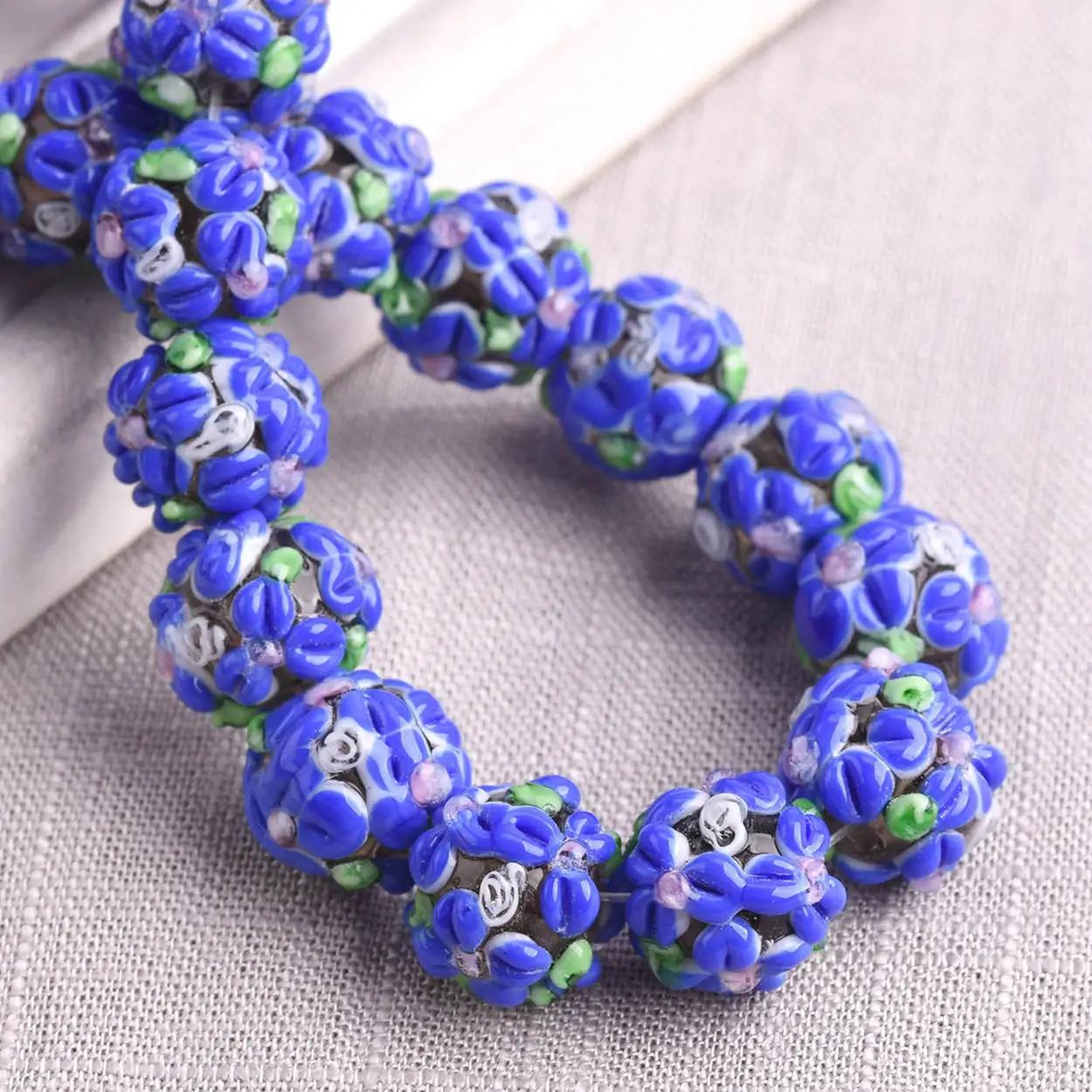 

5 шт. 12 мм Круглі Підвіски Пелюстки Квітів Ручної Роботи Лемпворк Скляні Розсипні Намистини для Виготовлення Ювелірних Виробів DIY Ремесла Фурнітура 12mm-5pcs