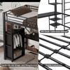 Cama de hierro, litera, adecuada para niños y adolescentes, mesa y armario, compartimentos de almacenamiento, escalera de 5 peldaños, hierro+tablero de partículas, negro, 90x200cm