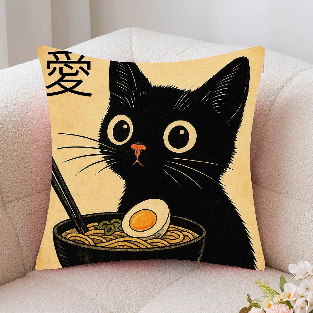 Japanese Cat Pillow Case Fashion Square Pillowcase Bedroom Sofa Room Ins Decoration Leisure