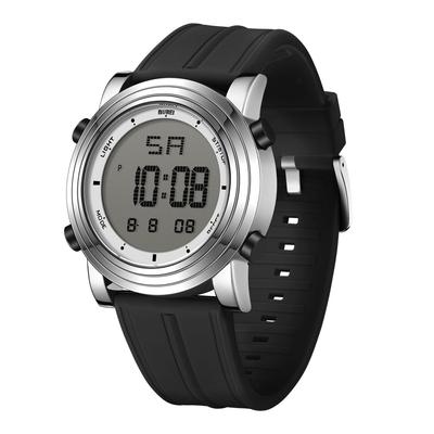 BUREI Armbanduhr, digitale LED-Anzeige, wasserdicht, stilvoll, Sport, Datum, multifunktional, Outdoor-Uhr, silberfarben, Herren