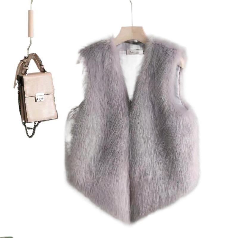 Autumn and winter new fur vest women's short imitation Rex rabbit hair vest slim and thin fur vest vest