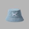 Bow embroidered denim fisherman hat children spring and summer fashion travel sunscreen sunshade basin hat
