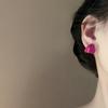 Rose red triangular stud earrings, simple and sweet, personalized design earrings, fashionable sweet and cool style earrings, women
