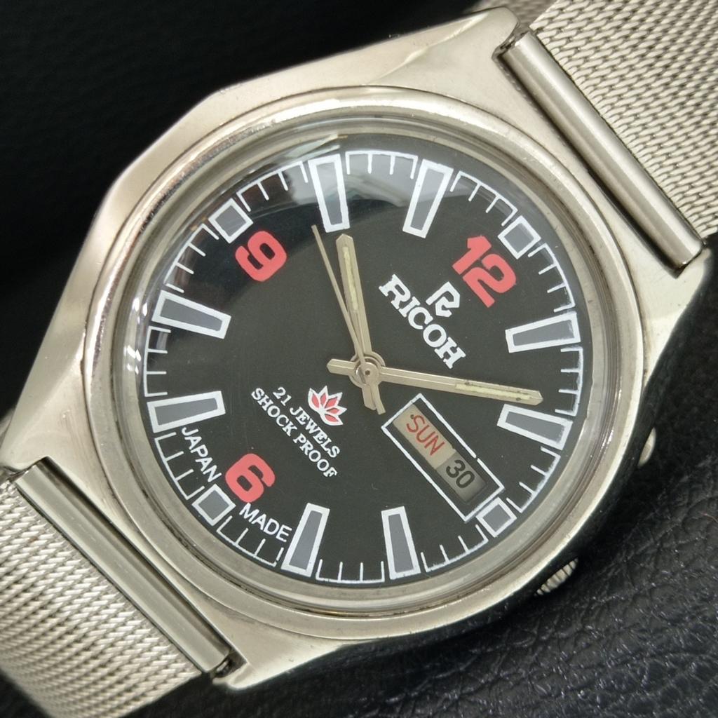 

AUTOMATIC VINTAGE RICOH R31 JAPAN MENS BLACK COLOR DIAL WATCH a707631-1