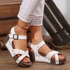 2025 new foreign trade summer women's platform sandals large size cross-buckle sandals fish mouth sandals
