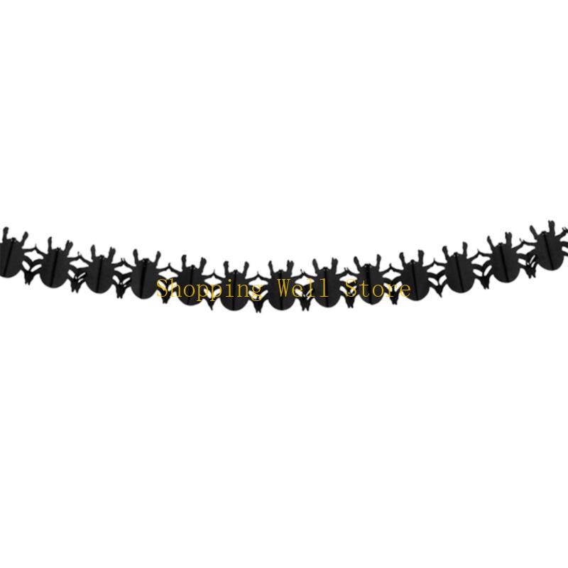 KX4B Halloween Party Essential Stylish Pumpkins/Spiders Shaped Paper Chain Garlands
