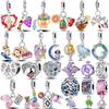 Copper Summer Style Charms Bead Colorful Firefly Love Heart Pendant Fit Original Bangle Charm Bracelet Diy Jewelry
