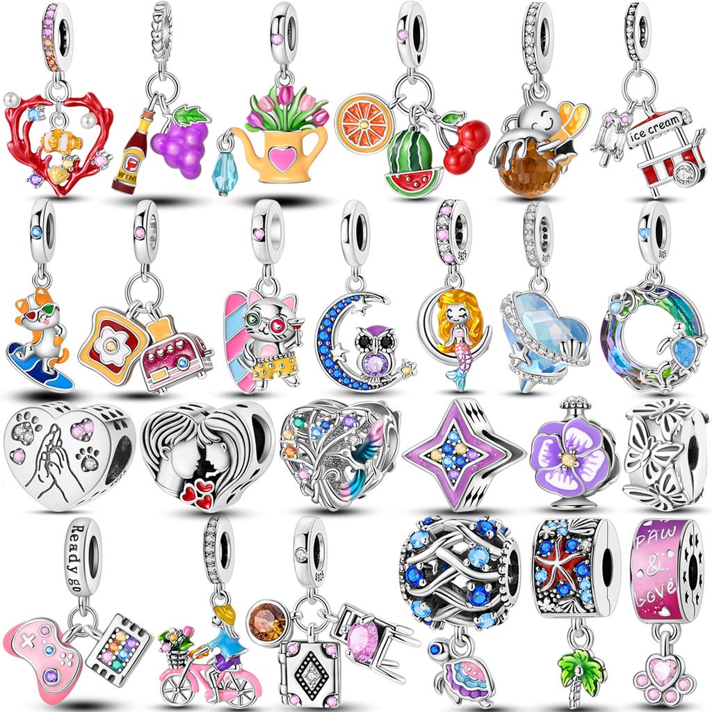 Copper Summer Design Charm Bead Charms Bead Colorful Firefly Love Heart Pendant Compatible With Authentic Bangle Charm Bracelets Do It Yourself Jewell