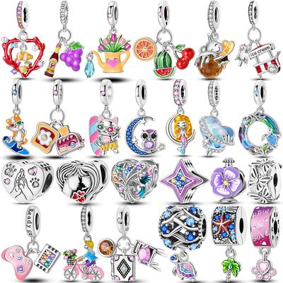 Copper Summer Style Charms Bead Colorful Firefly Love Heart Pendant Fit Original Bangle Charm Bracelet Diy Jewelry