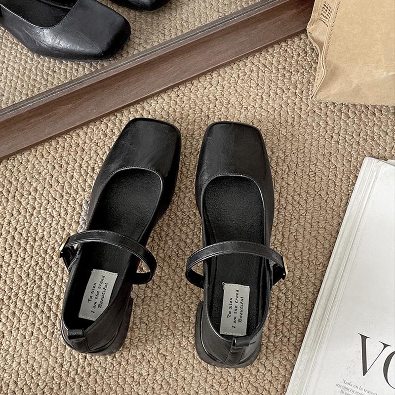 Fashion Retro Style Thick Heel Women Mary Jane Shoes Fashion Square Toe One-Buckle Shoes Ladies Outdoor Dress Pumps