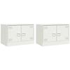 VidaXL Meubles TV 2 pcs blanc 67x39x44 cm acier, banc TV, meuble télé, meuble multimédia, buffet TV, meuble hifi, centre de 841642