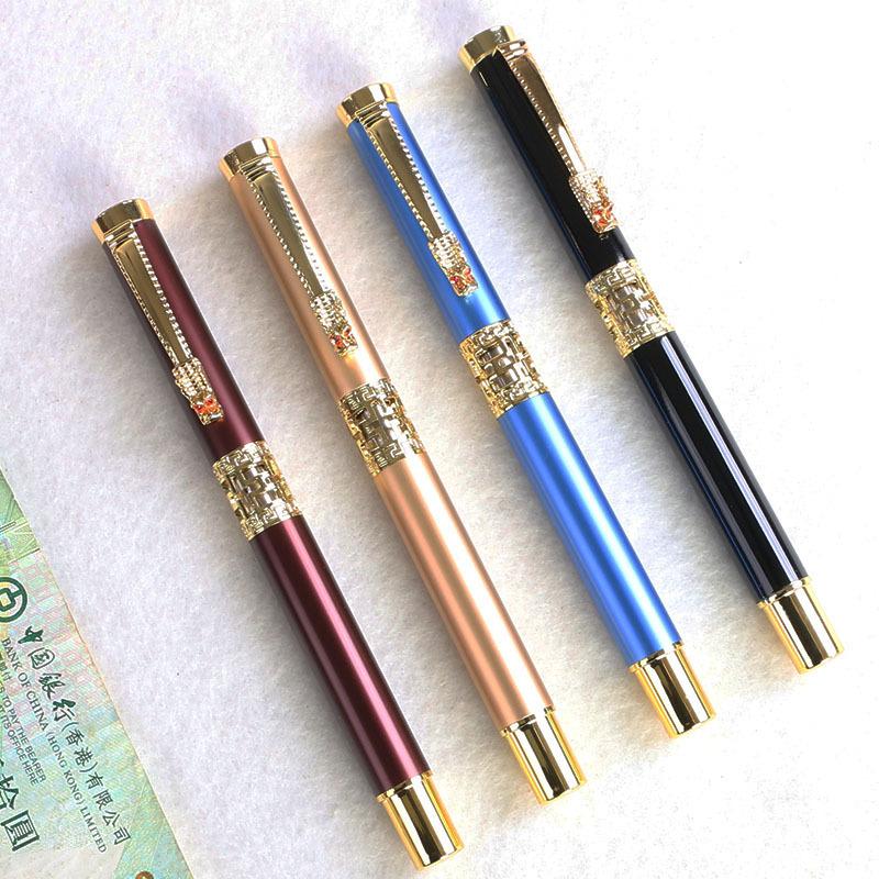 Signature Pen Red Metal Creative Hollow Black Business Fountain Pen Blue Orb Pen Gift Box Set Can Be Ordered.