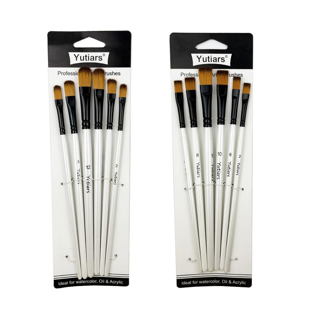 12 Pcs/set DIY Oil Acrylic Painting Art Paint Brushes Supplies Nylon Hair Wooden Handle Watercolor Paint Brush Pen Set Learning