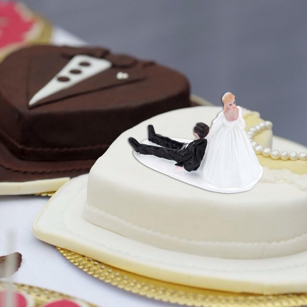 Anself Synthetic Resin Bride & Groom Wedding Cake Topper Romantic Wedding Party Decoration Adorable Figurine Craft Gift