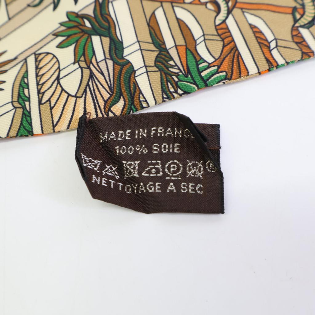 HERMES Animapolis Silk Twilly scarf BrownUsed