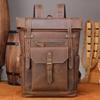 Men's Crazy Horse Leather Backpack - Genuine Leather Retro Large Capacity Double Shoulder Bag for Outdoor Travel, Mountaineering, and School.