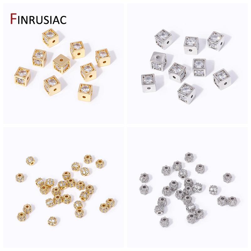 2/4Pcs 18K Gold Plated Brass Zircon Spacer Separator Beads Jewelry Making Supplies For DIY Bracelet Necklace Accessories