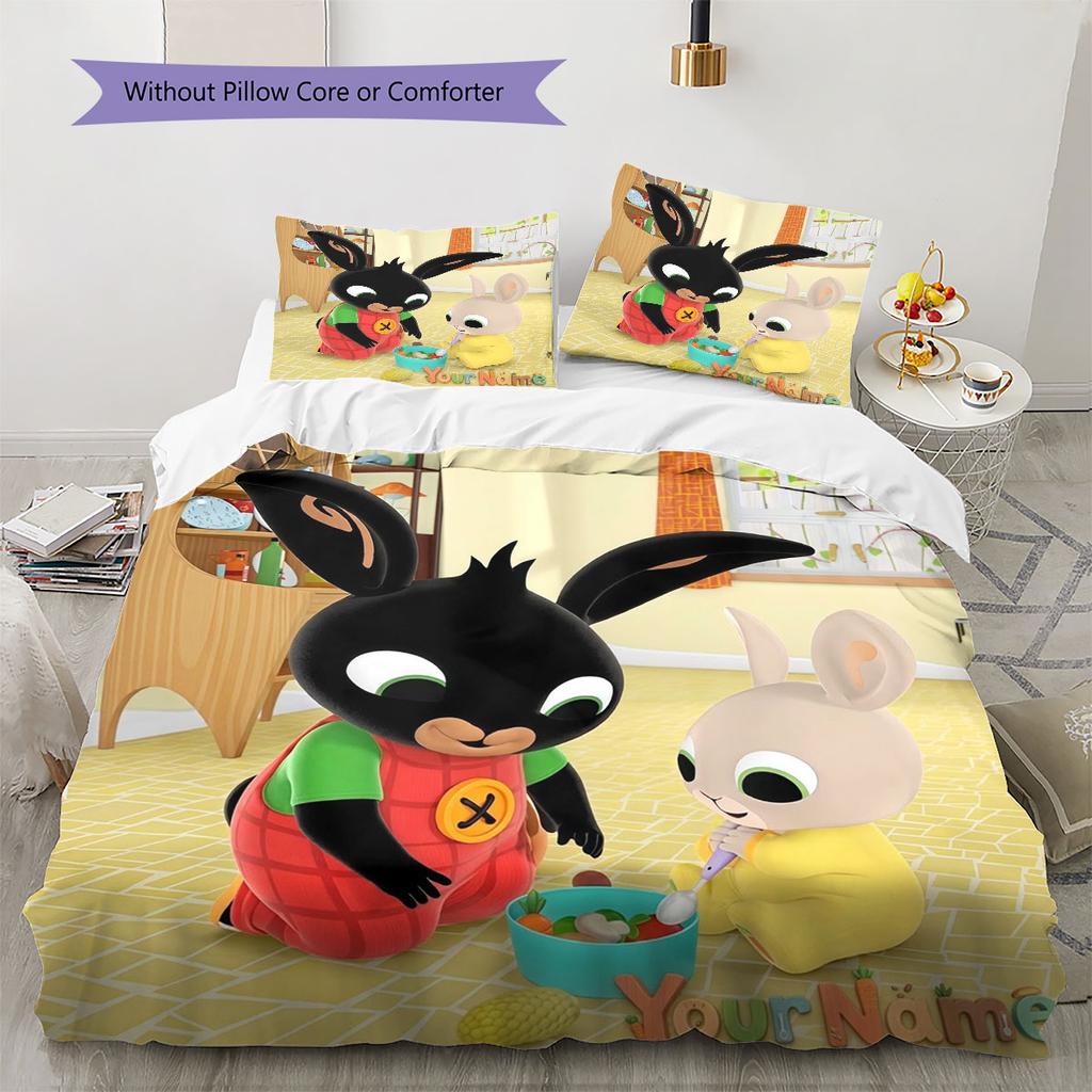 Bing Custom Name Pattern Bedding,Quilt Set Quilt Cover Pillowcase Home Birthday Gift(1 * duvet cover + 2 * pillowcase, without core)