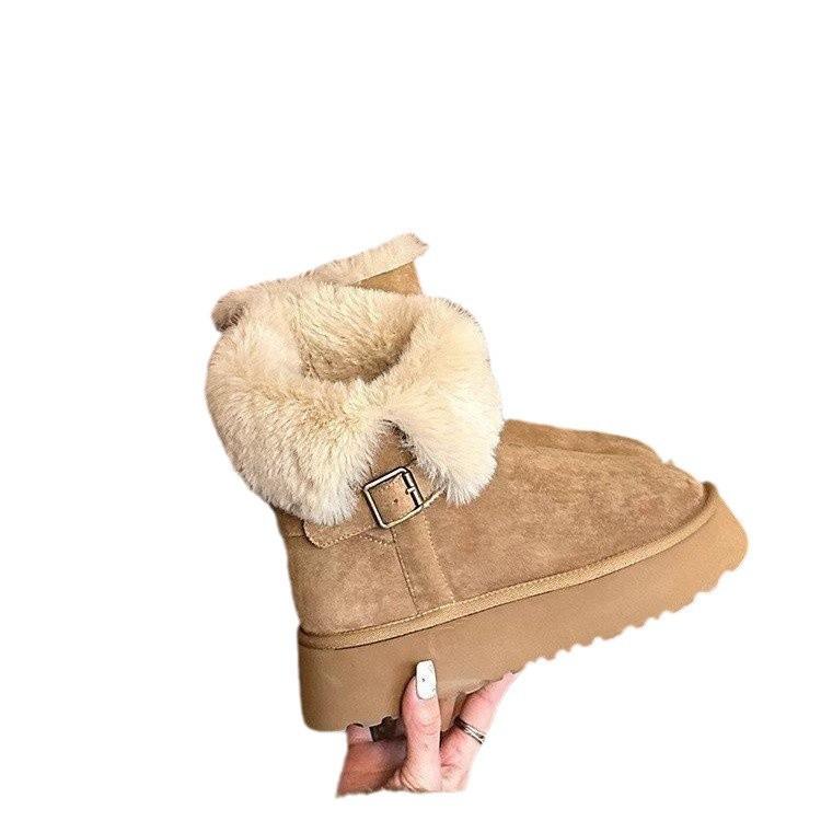 Thick-soled Snow Boots In the Winter of 2025 New Round Head Versatile Velvet Thickened Two Wear Flip Short Snow Cotton Shoes