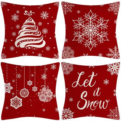 New Red Christmas Linen Pillowcase Festive Household Goods Decoration Pillowcase Sofa Cushion