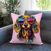 Colorful Painted Dog Cushion Cover Comfortable Reversible Pillow Cover Ideal for Car Sofa Bedroom  Beyond