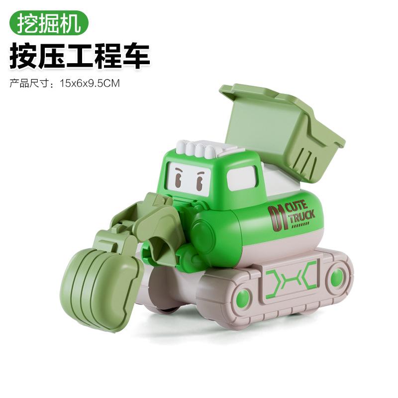 Children'S Press Pull Back Cartoon Car Construction Vehicle Boy Excavator Drop Resistant Bulldozer Toy Set