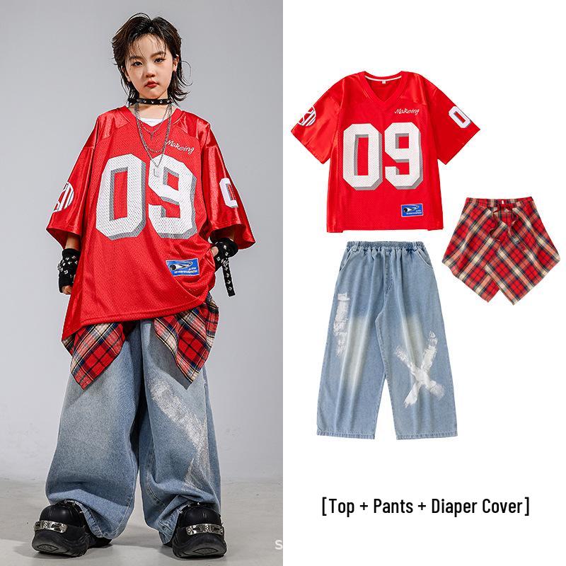 Boys' & Girls' Trendy Hip Hop Dance Outfit Set – Street Style Performance Wear for Kids