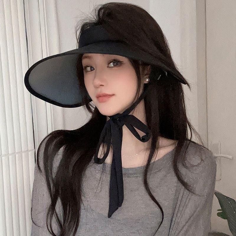Summer Women Wide Brim Sun Hat With Long Ribbon Suncreen Ice Silk Outdoor Bicycling Beach Cap Visor Uv Protection Sunshade Hats