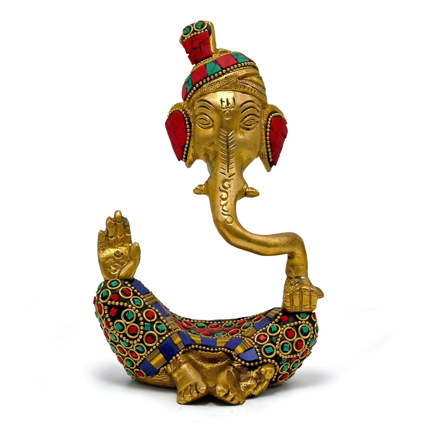 Статуэтка Господа Ганеши на хоботе из чистой латуни, Статуя индуистского бога, Золотой, Религиозная статуэтка