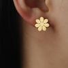 Dawapara Minimalist Four Leaf Clover Stud Earrings for Women Girls Sunflower Good Luck Gift Stainless Steel Irish Jewelry