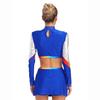 Dámská roztleskávačská uniforma Dvoudílný set Crop top s dlouhým rukávem a kříženými ramínky Taneční sukně Kamínkový výkonnostní outfit