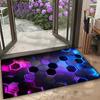 3D Modern Geometric Gaming Room Rug Neon Light Effect Large Carpet Non Slip Mat Carpet for Esports Room Man Bedroom Cool Decor