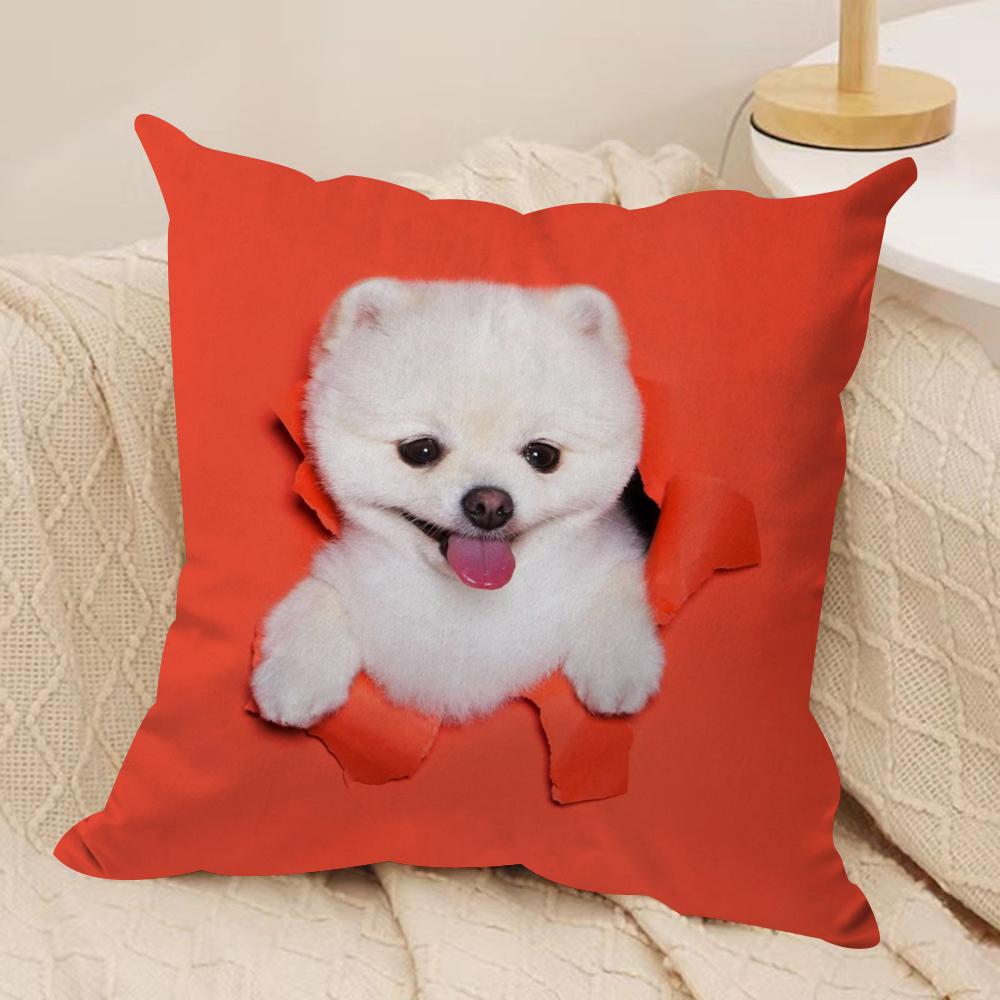 Cute Naughty Cats Dogs Cushion Cover Soft Plush DoubleSided Printed Sofa Pillow Cushion Cover AllSeason Durable Decor Gift