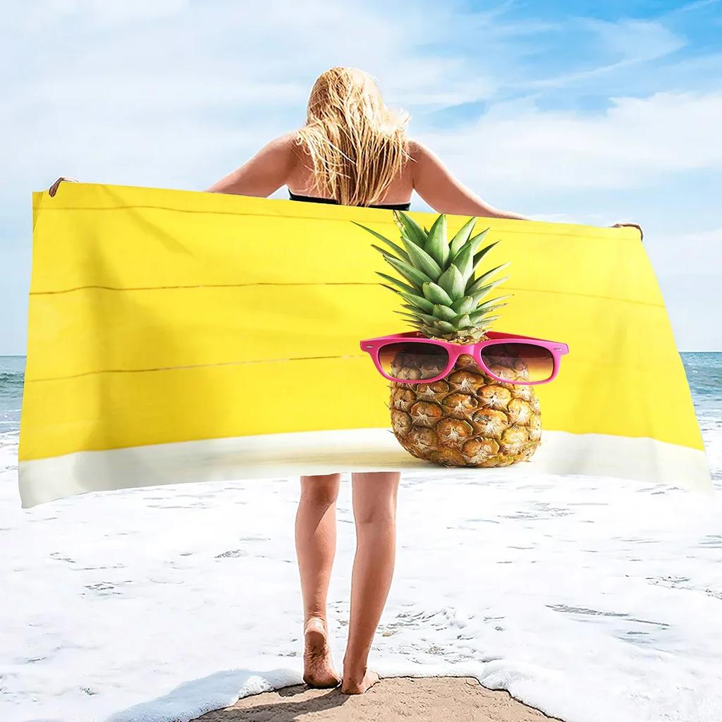 Pineapple Beach Towel ,Lightweight Microfiber Absorbent Quick Dry Sand Free Blanket Towels,Soft Pool Travel Bath Swim Towels