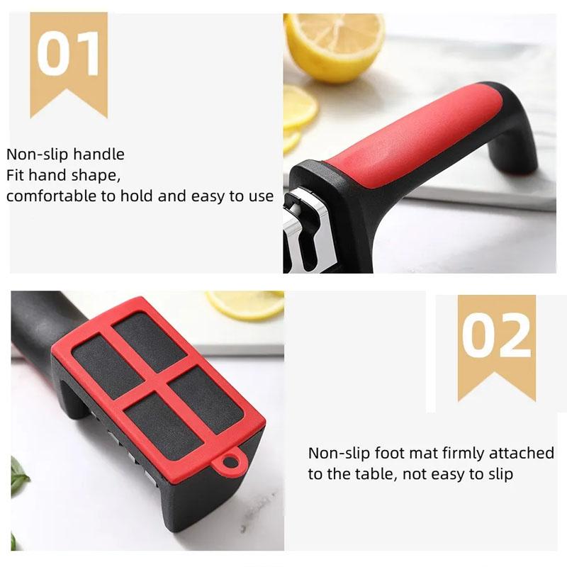 Quick Handheld Knife Sharpener Multi-function 4 Stages Type Sharpening Tool Stainless Steel Sharpening Stone For Kitchen