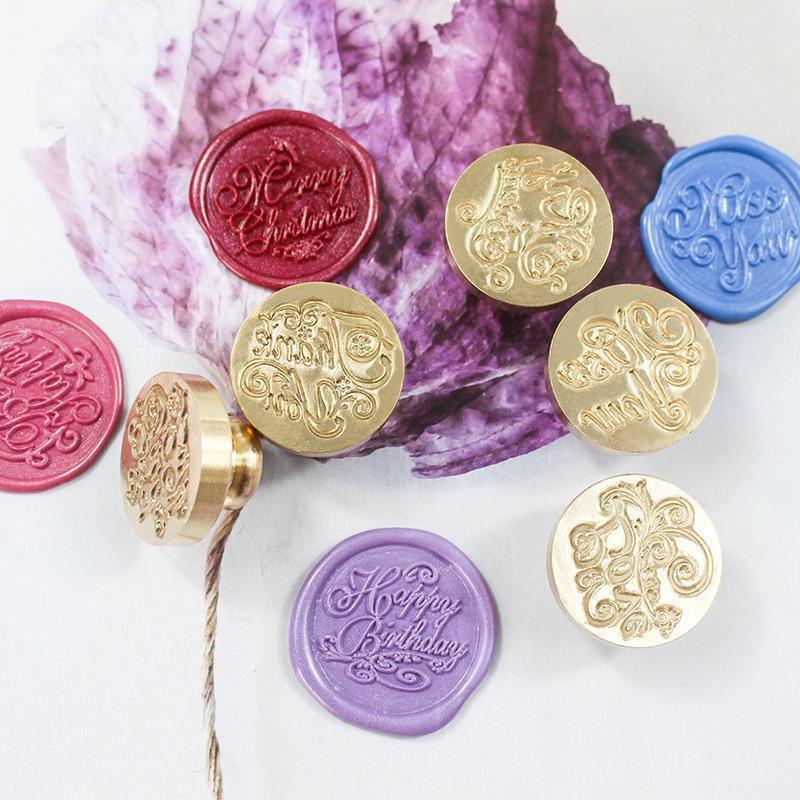 1 Pc Alphabet Pattern Wax Seal Stamps Retro Happy Birthday Antique Wooden Sealing Scrapbooking Wedding Decoration