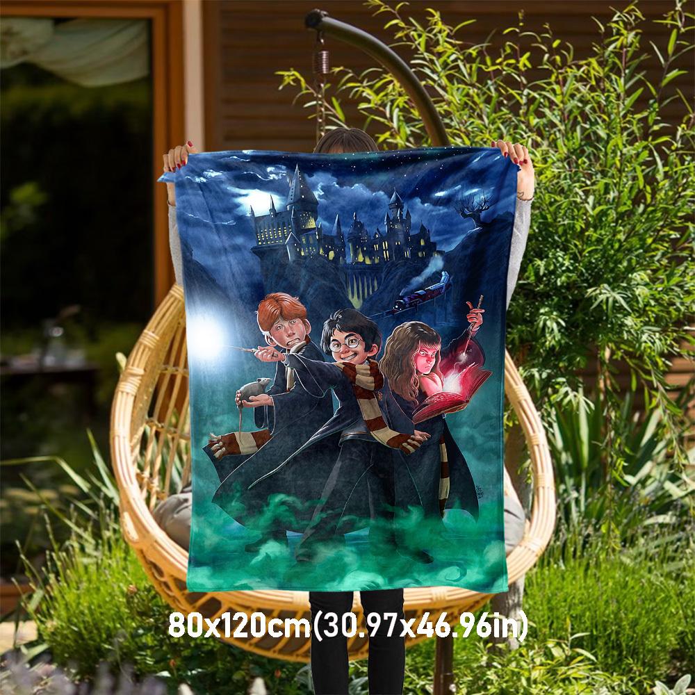 1 Stück Hogwarts Harry Ron Hermine Outdoor Flanell Überwurfdecke Ganzjahres Weiche Wärme, Heimdekoration 1031136
