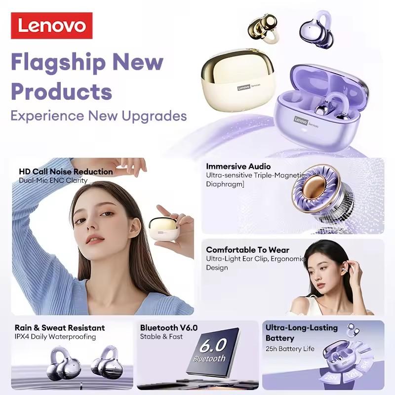 Lenovo Căști Wireless Bluetooth 6.0 LE302 Durată Lungă de Viață a Bateriei Căști Sport cu Clip de Ureche Căști Stereo HIFI cu Anulare a Zgomotului