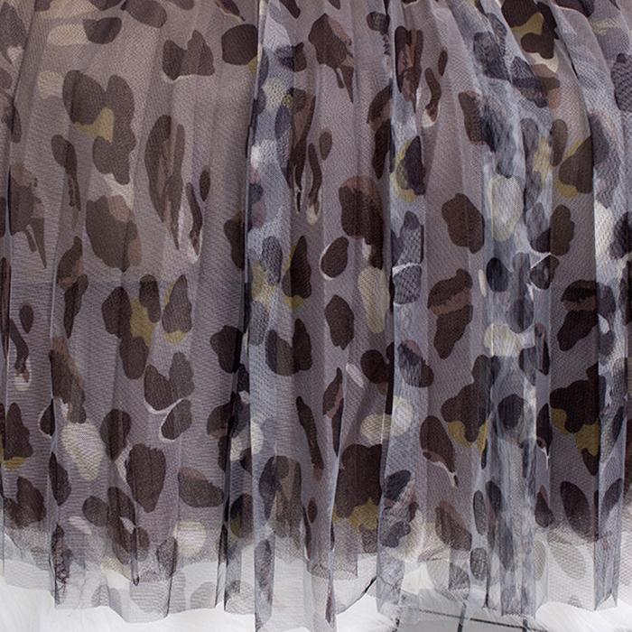 Women Spring Fall High Waist All Match Gradient Color Peacock Printed Mesh A Line Skirt