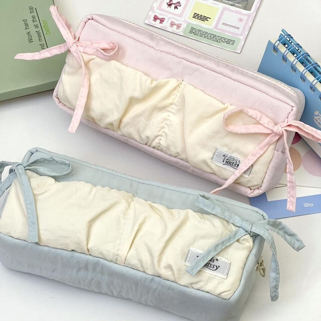 Style Cloud Toast Pen Bag With Nylon Fabric And Butterfly Ribbon Design For Girls