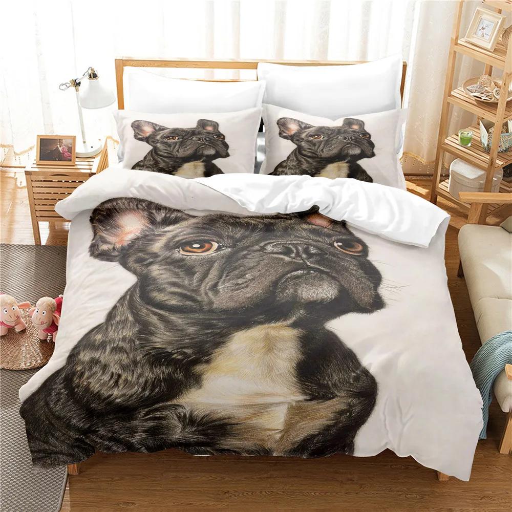 

3D Комплект постельного белья на тему животных размера Queen, черный комплект пододеяльника с милым принтом собаки таксы, милый чехол для одеяла с принтом собаки мопса для детей и подростков EU single(135x200cm)