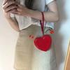 Clutch Bag Red Love Hear Wallet Card Pocket Solid Heart Bag Portable PU Purses  Female
