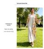 Plus Size Women's Printed Long Sleeve V-Neck Holiday Dress – European & American Style
