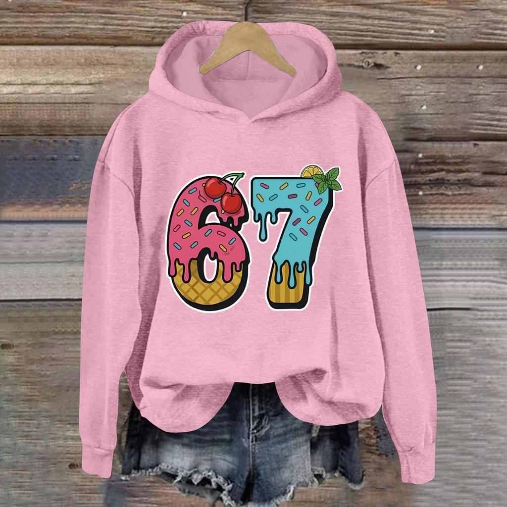 Women's Fashionable Casual Long-Sleeved Printed Hooded Sweatshirt