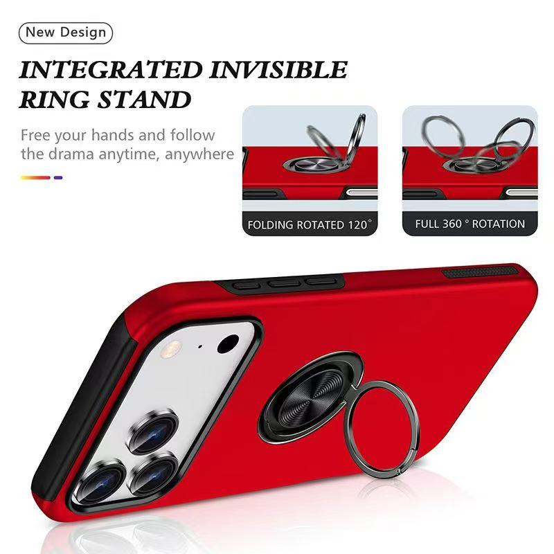 Magnetischer Ringhalter Handyhülle für iPhone 17 Air 16E 16 15 14 13 Mini Pro Max Plus mit Ständer Kunststoff Hart Stoßfeste Hülle