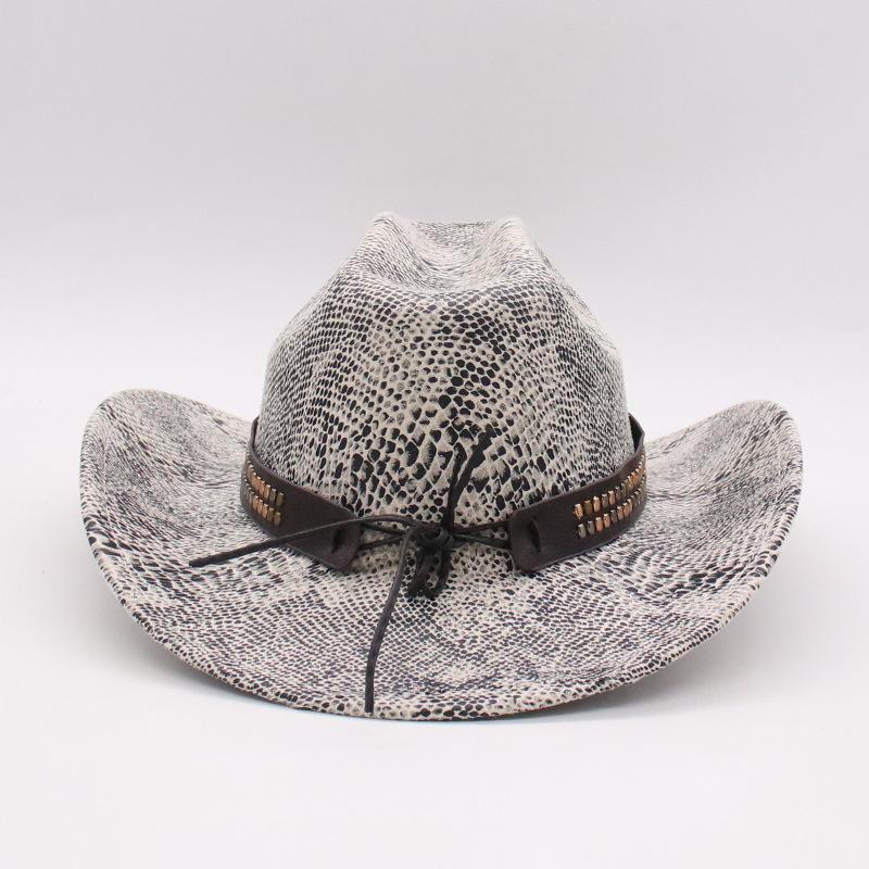 Men and Women One-word Top New Cowboy Top Hat European and American Punk Style Big Edge Hat Riding Hat Western Cowboy Roll Brim Hat
