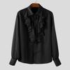 INCERUN Oversized Elegant Men Multi-layered Neck Long Sleeve Ruffled Casual Loose Shirts