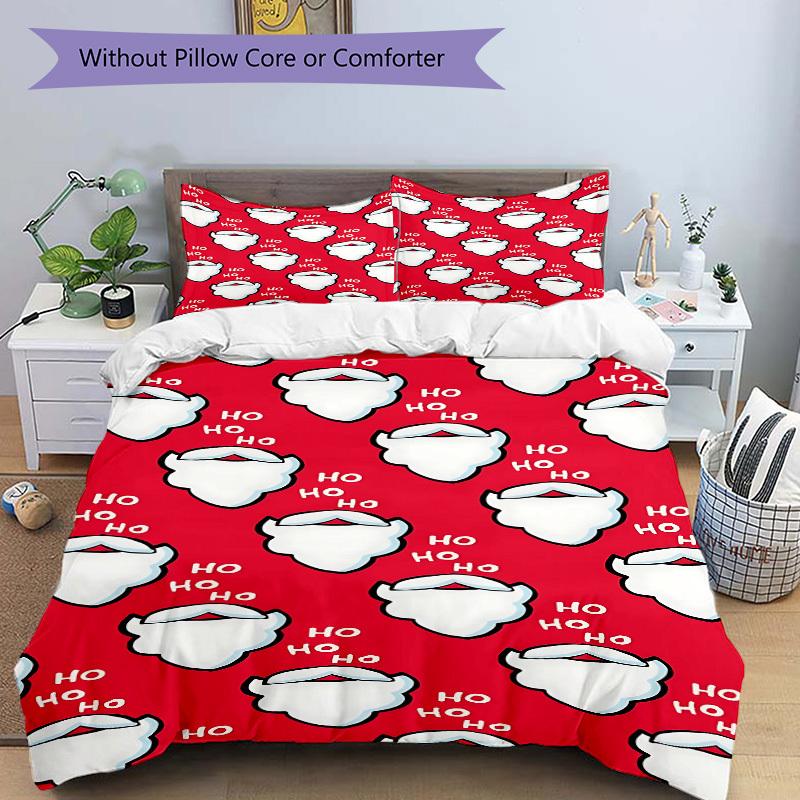3pcs Bedding Set Christmas Santa Includes 1 Comforter + 2 Pillowcases, Without Pillow Inserts, Soft Comfortable, Lightweight Breathable010