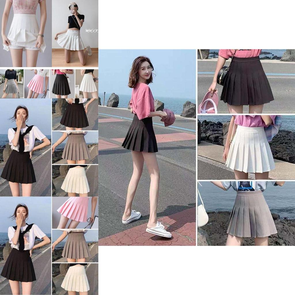 Stylish Women High Waist Pleated Skirt Featuring Comfortable Safety Shorts Inside